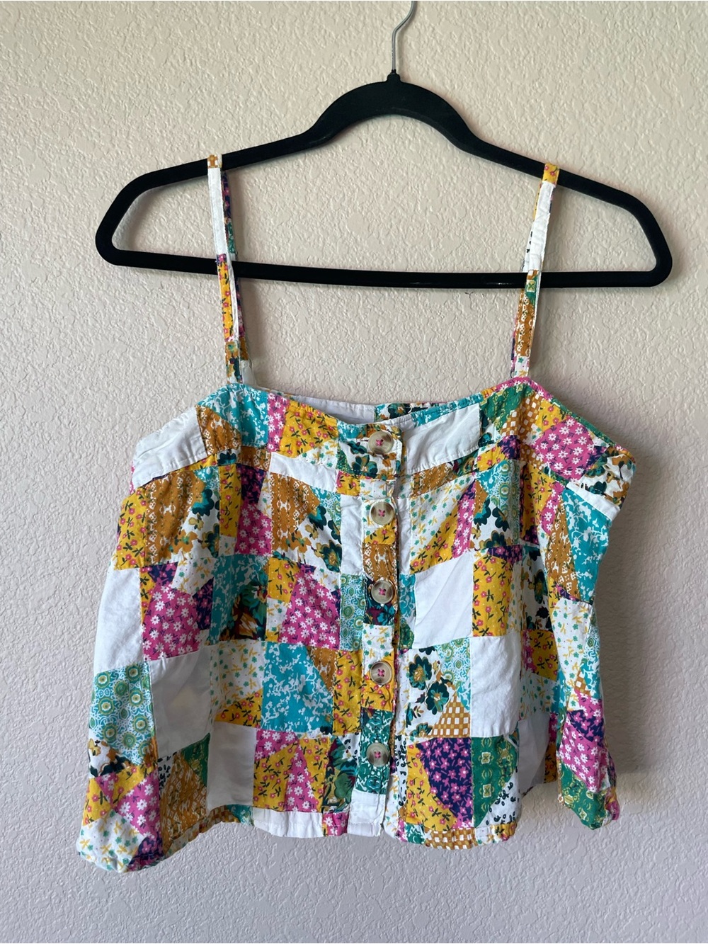 Anthropologie Pilcro Patchwork Button-Front Camisole Cotton Medium